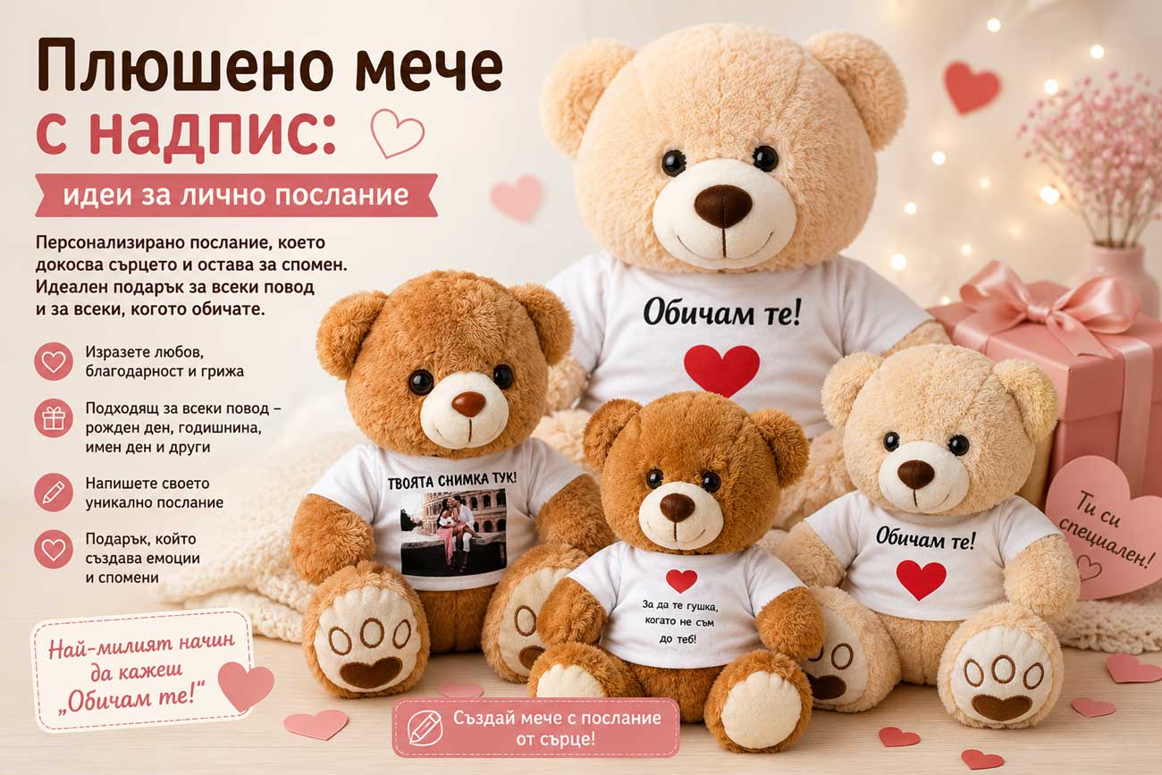 Плюшено мече с надпис - идеи за лично послание